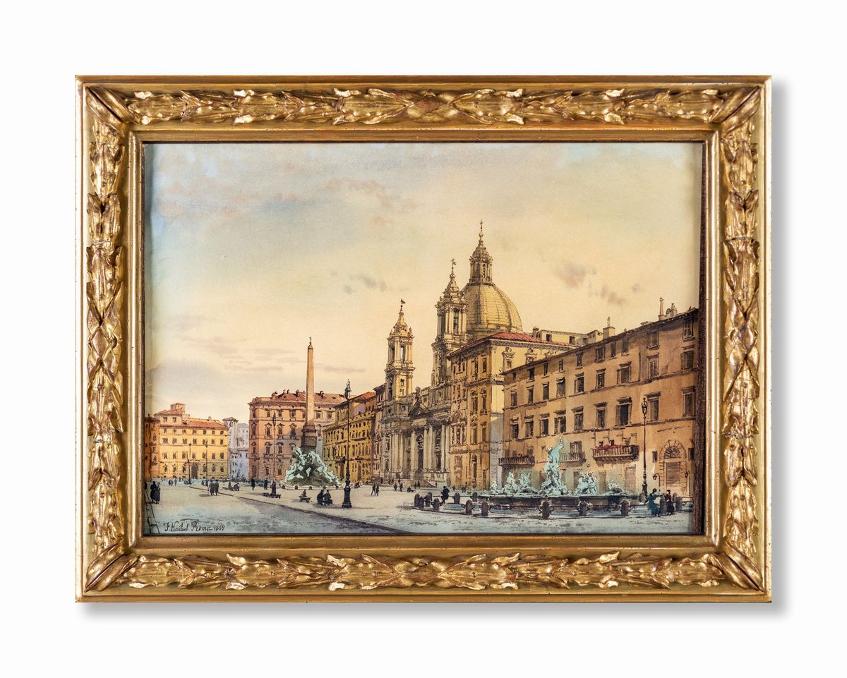 Pittore del XIX Secolo - Veduta di Piazza Navona