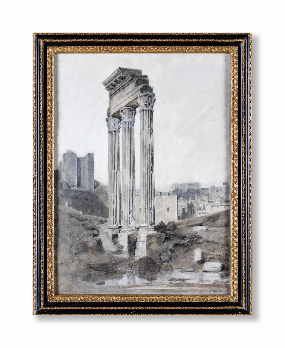 Carl Ferdinand Sprosse - Resti del Tempio dei Dioscuri al Foro