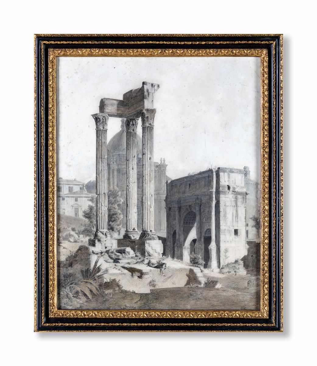 Carl Ferdinand Sprosse - Le Tre Colonne del Tempio di Vespasiano e Tito al Foro