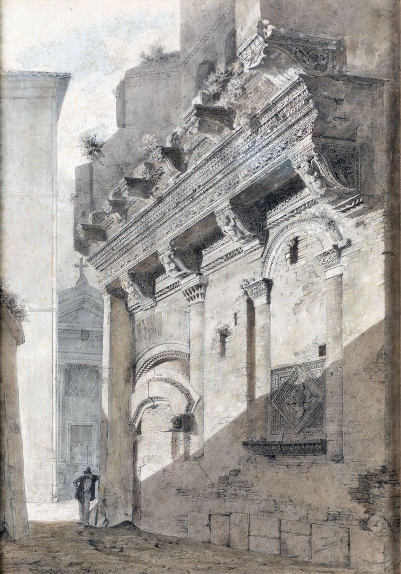 Carl Ferdinand Sprosse - La Casa dei Crescenzi (o Tor Crescenzia) al Foro Boario