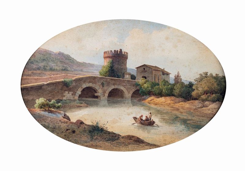 Roberto Gigli - Veduta del Ponte Lucano con il Sepolcro dei Plauzi nei Pressi di Tivoli