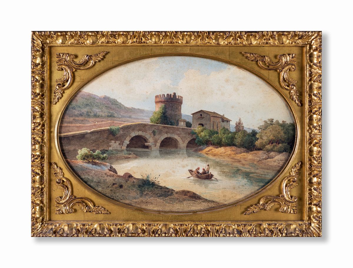 Roberto Gigli - Veduta del Ponte Lucano con il Sepolcro dei Plauzi nei Pressi di Tivoli