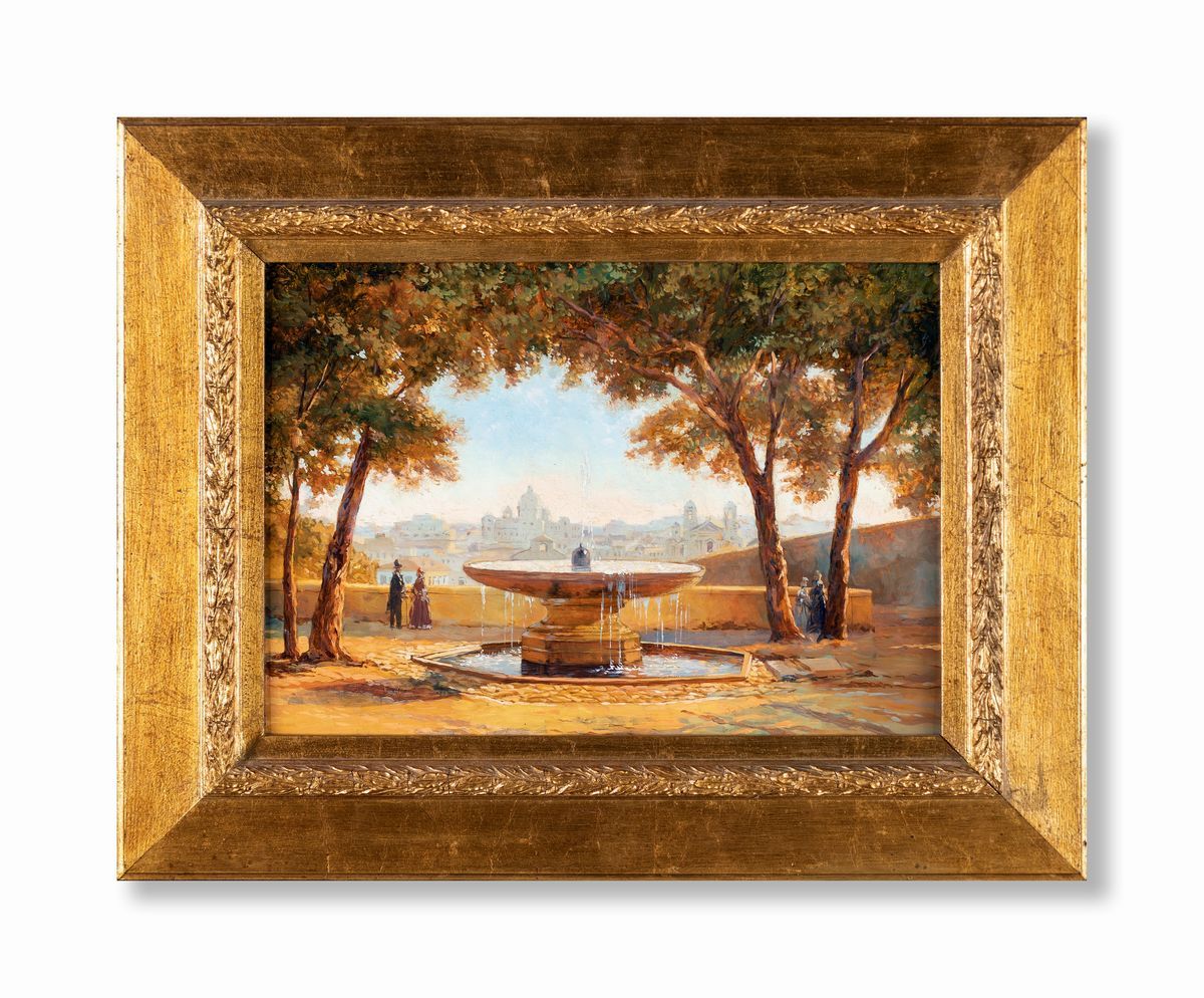 Pittore del XX Secolo - La Fontana della Palla di Cannone Davanti a Villa Medici sul Monte Pincio