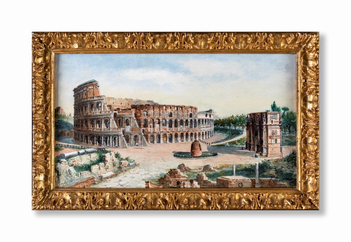 Juan Jiménez Martin (noto Anche Come Martino del Don) - A) Veduta del Colosseo con L'arco di Cost...