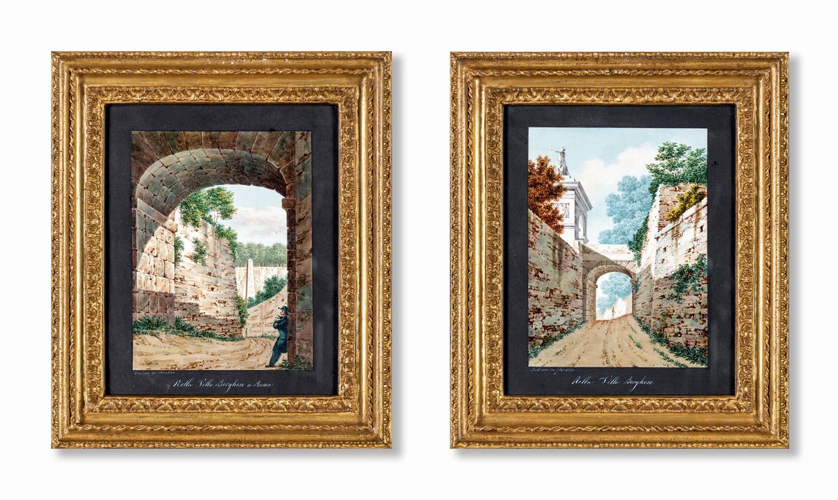 Pittore del XIX Secolo - Scorci di Villa Borghese
