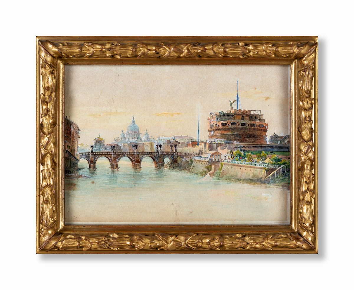 Juan Jiménez Martin (noto Anche Come Martino del Don) - Veduta del Tevere con Castel Sant'angelo ...