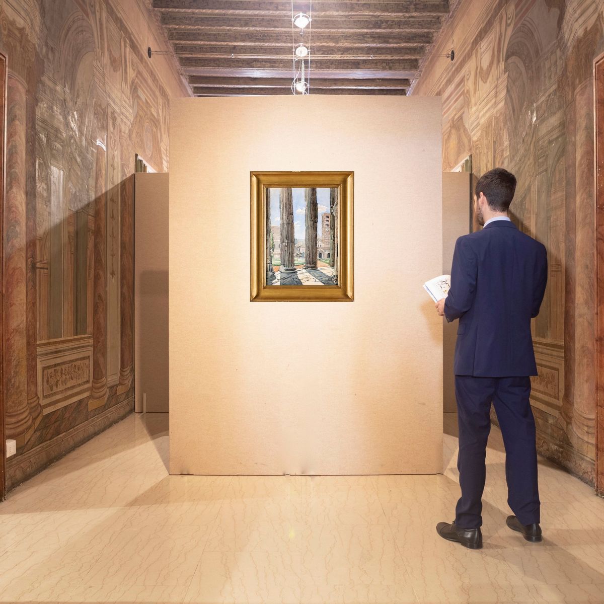 Pittore degli Inizi del XX Secolo - Scorcio della Basilica di Santa Maria in Cosmedin dalle Colon...