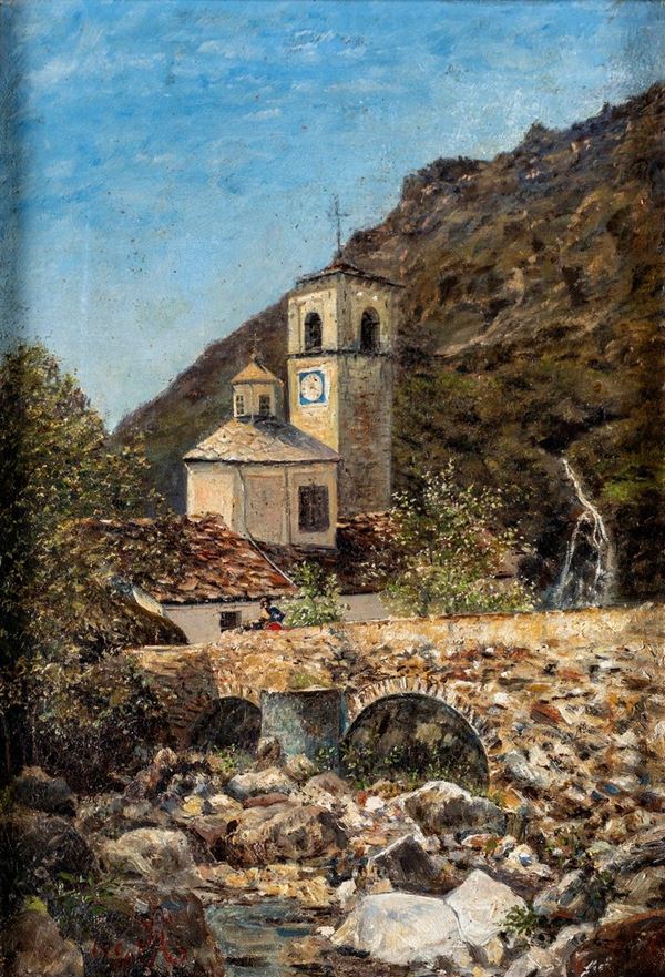 Pittore del XIX secolo - La chiesetta di Monterosso alle Cinque Terre