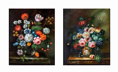 Coppia di Nature Morte di Fiori, Fine XIX Secolo