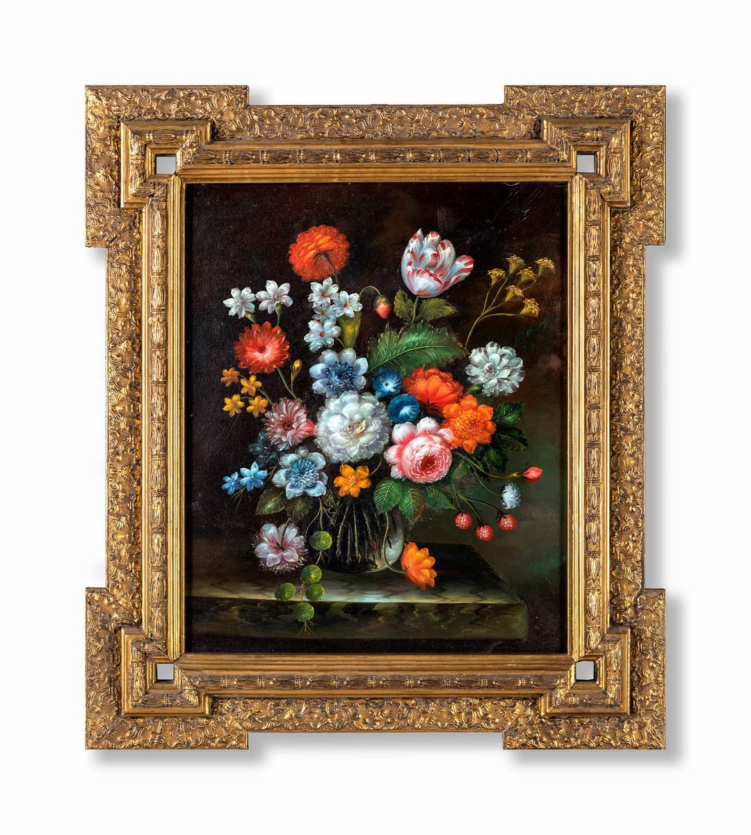 Pittore della Fine del XIX Secolo - Coppia di Nature Morte di Fiori, Fine XIX Secolo