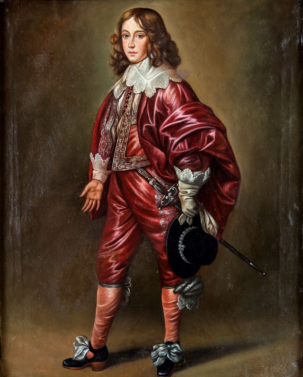 Pittore del XIX Secolo - A) Ritratto di Giovinetta B) Ritratto di Giovane Cavaliere in Abito Ross...