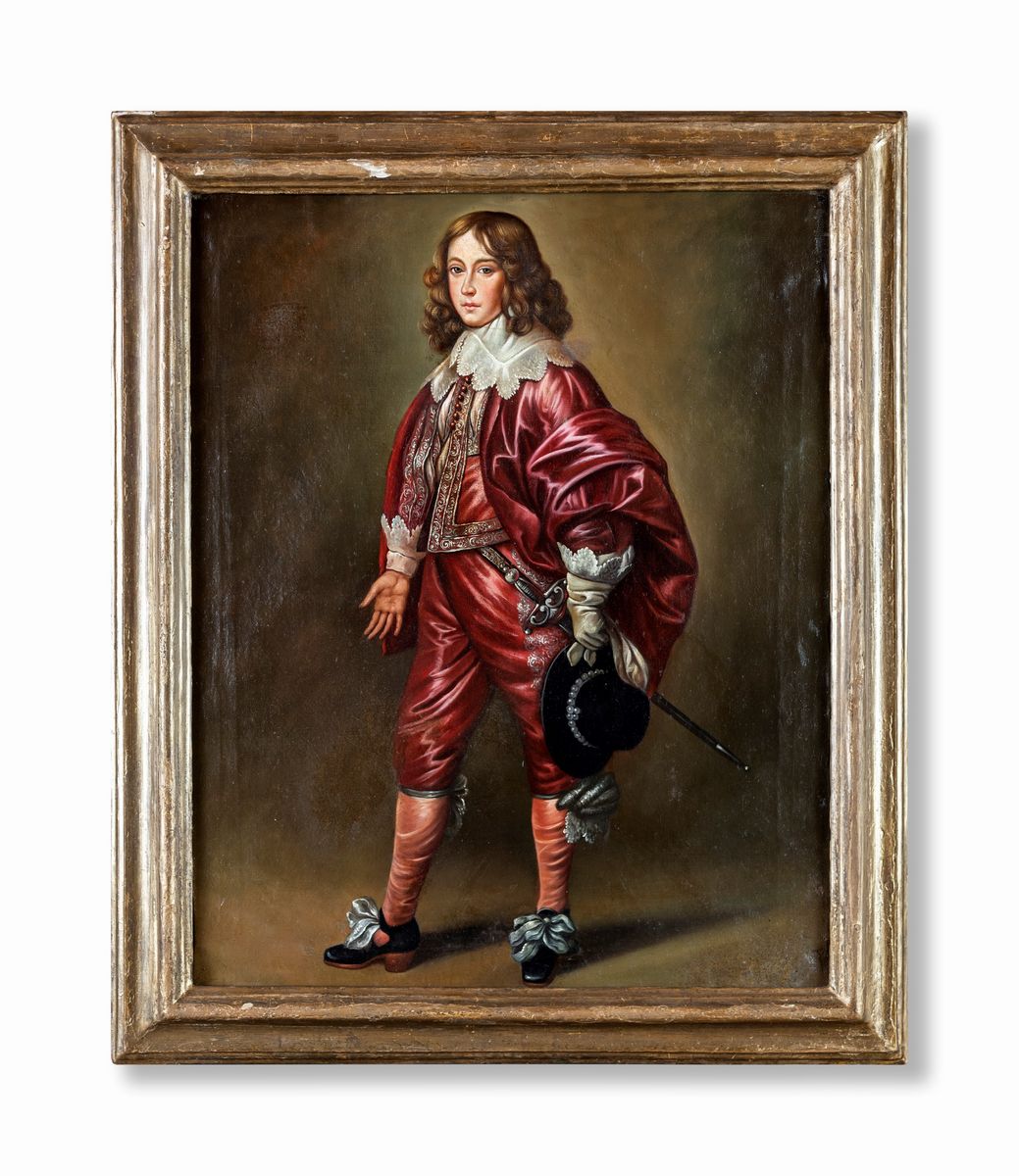 Pittore del XIX Secolo - A) Ritratto di Giovinetta B) Ritratto di Giovane Cavaliere in Abito Ross...