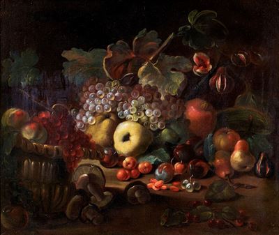 Natura Morta di Frutta e Funghi