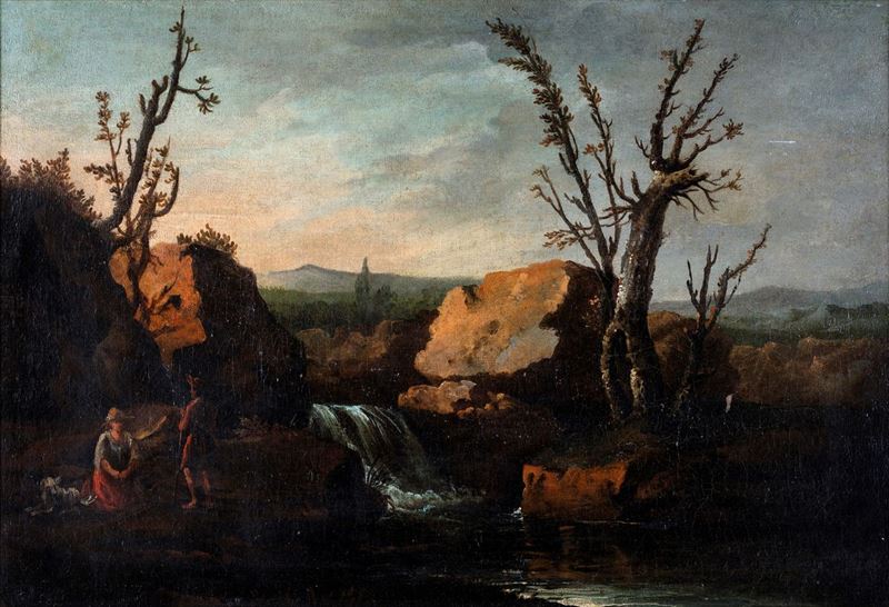 Alessio De Marchis - Paesaggio Fluviale con Figure