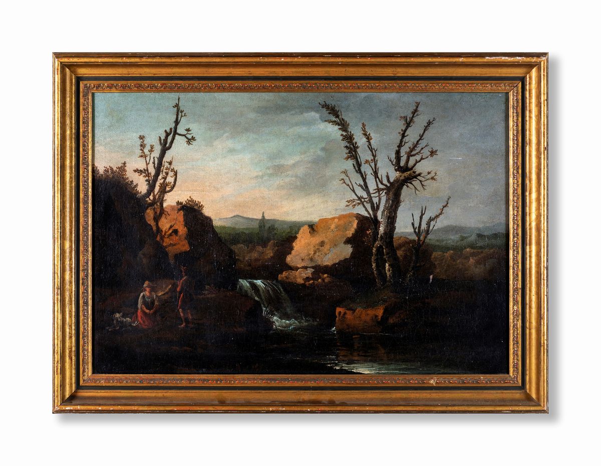 Alessio De Marchis - Paesaggio Fluviale con Figure