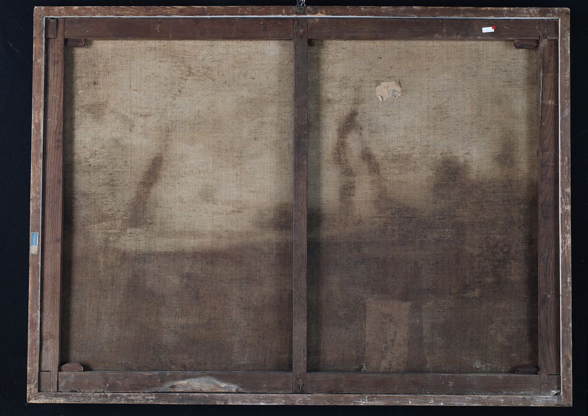 Scuola Romana del XVII Secolo - Paesaggio con Fontana e Figure Classiche