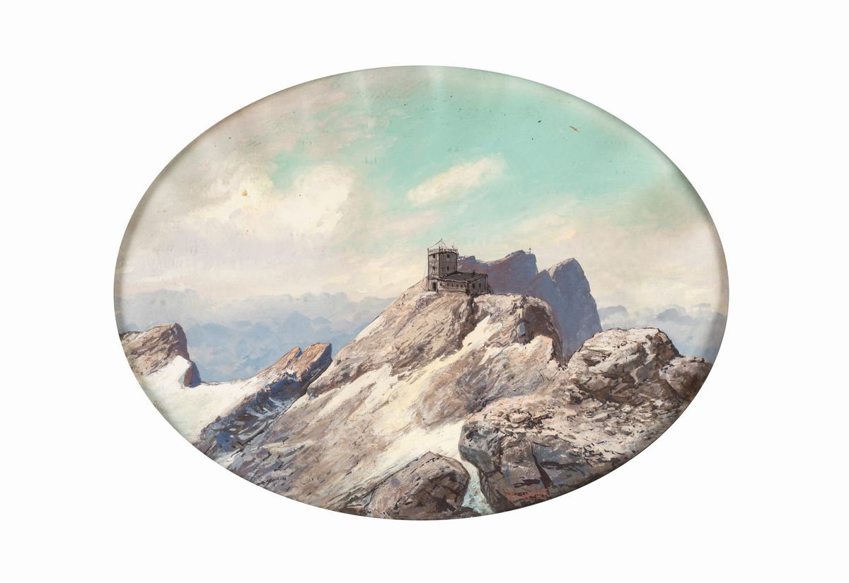 Paul Hermann Wolff - A) Paesaggio con Cime Innevate B) Vette con Castello