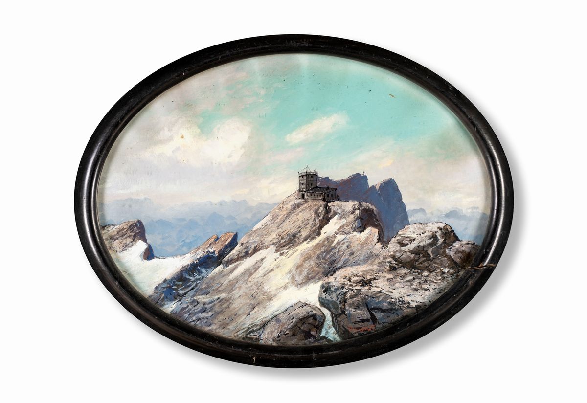 Paul Hermann Wolff - A) Paesaggio con Cime Innevate B) Vette con Castello