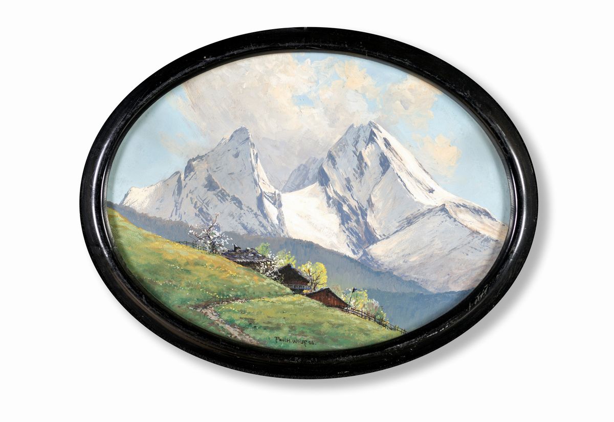 Paul Hermann Wolff - A) Paesaggio con Cime Innevate B) Vette con Castello