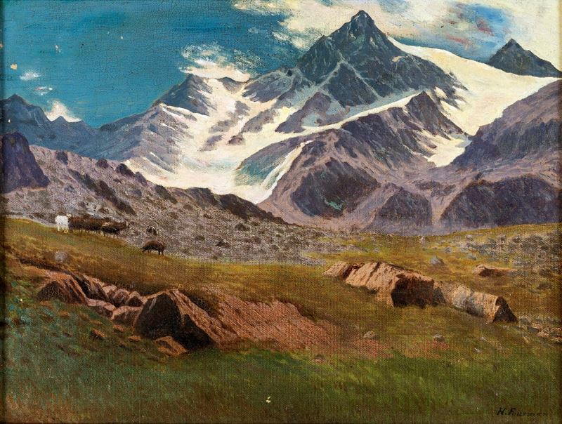 Pittore del XIX Secolo - Paesaggio Montano