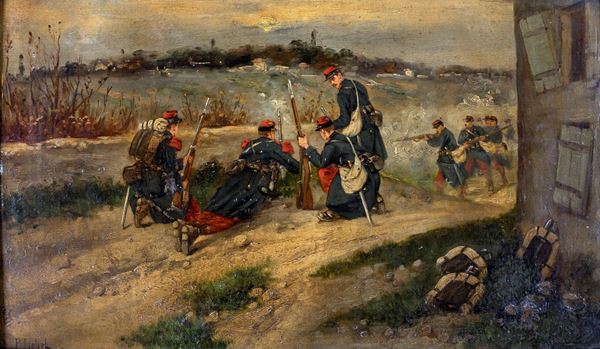 Scuola francese del XIX secolo - Soldati francesi pronti all&#39;attacco