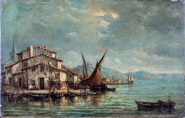 Pittore della fine del XIX secolo - Borgo marinaro