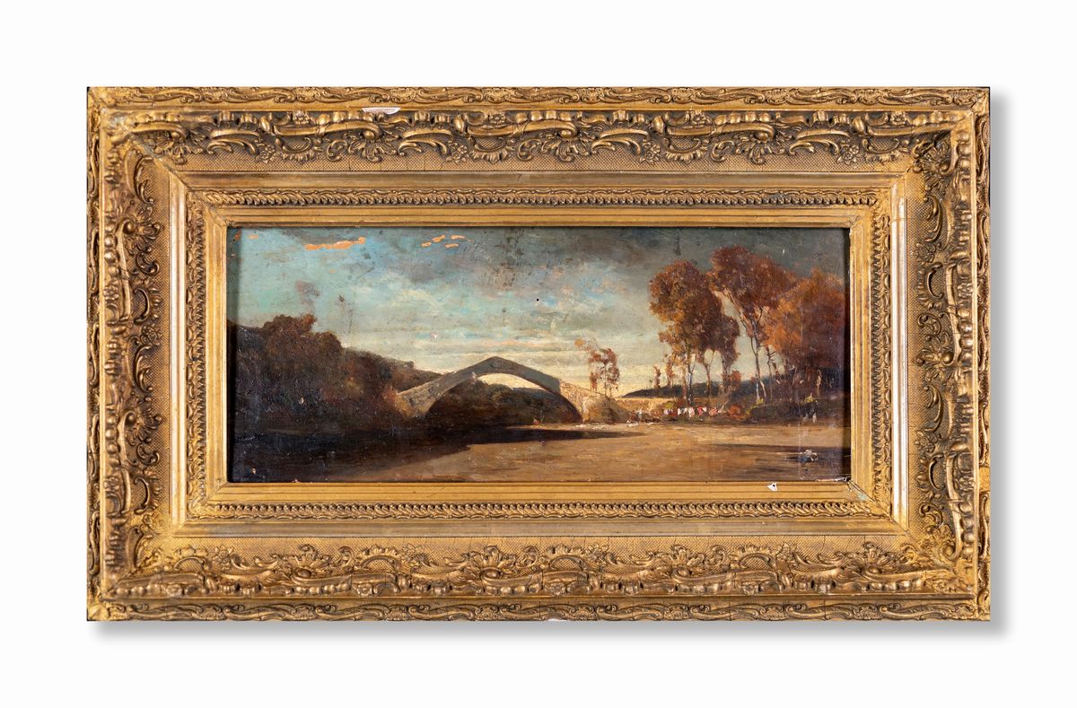 Scuola Francese del XIX Secolo - Le Pont Du Bourget (ponte Romano sulla Brague)