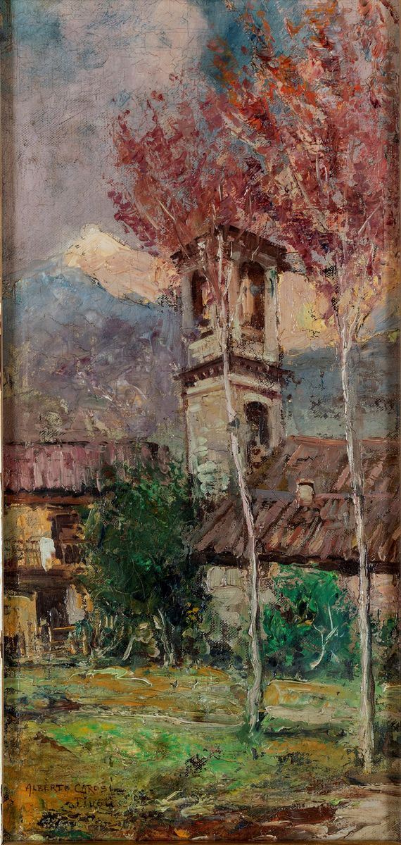 Alberto Carosi - Tivoli, scorcio con campanile