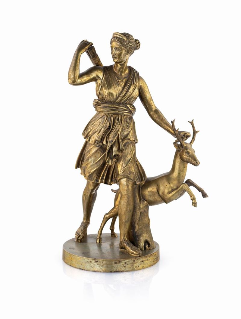 Benedetto Boschetti - Scultura in Bronzo Raffigurante Diana Cacciatrice, Roma XIX Secolo