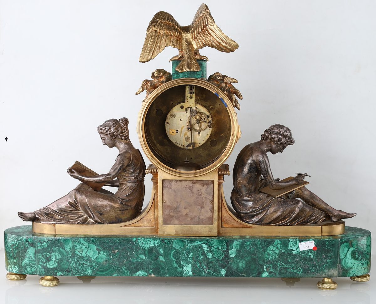 Grande Orologio in Bronzo e Malachite, Francia, Epoca Direttorio