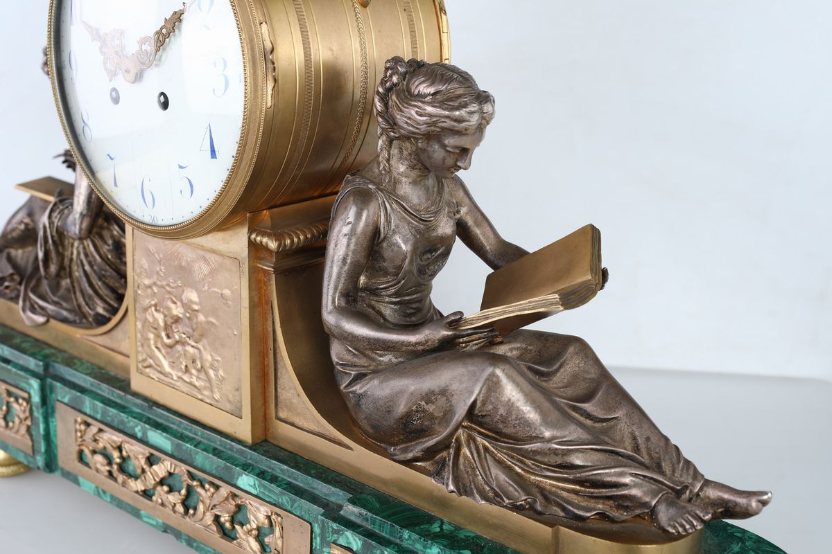Grande Orologio in Bronzo e Malachite, Francia, Epoca Direttorio