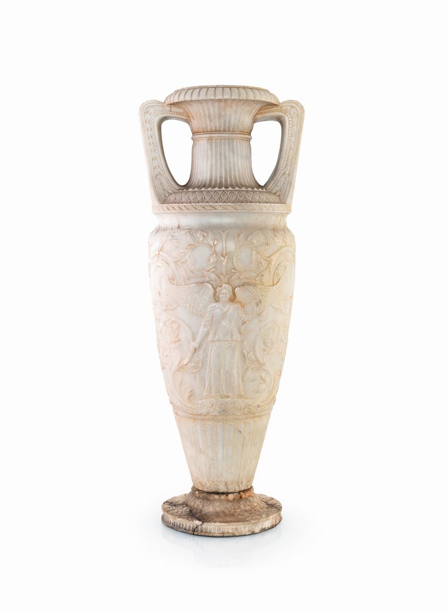 Vaso Neoclassico in Marmo Bianco, Fine del XVIII Secolo