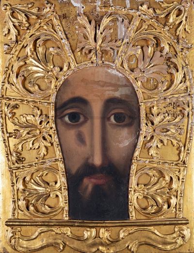 Antica Icona Ortodossa Raffigurante Volto di Cristo