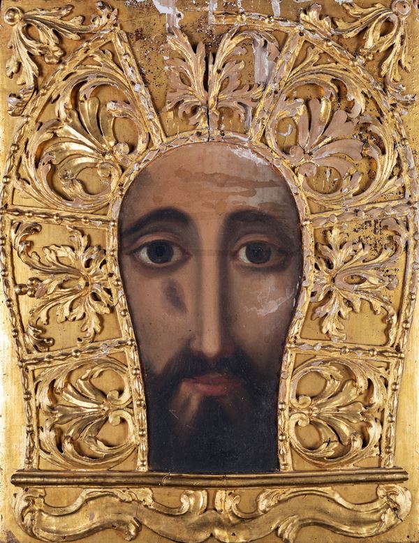Antica icona ortodossa raffigurante volto di Cristo 