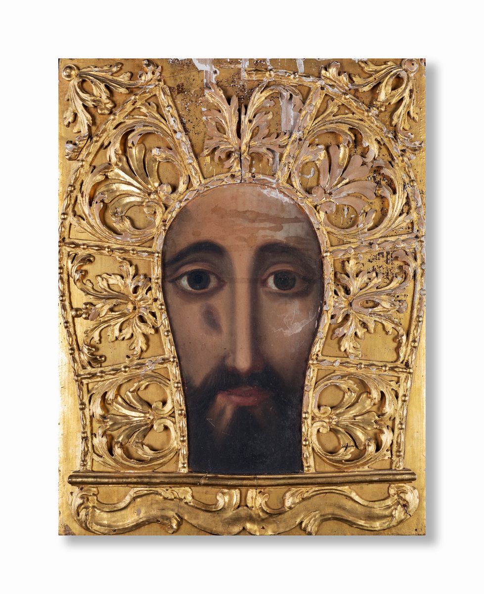 Antica Icona Ortodossa Raffigurante Volto di Cristo