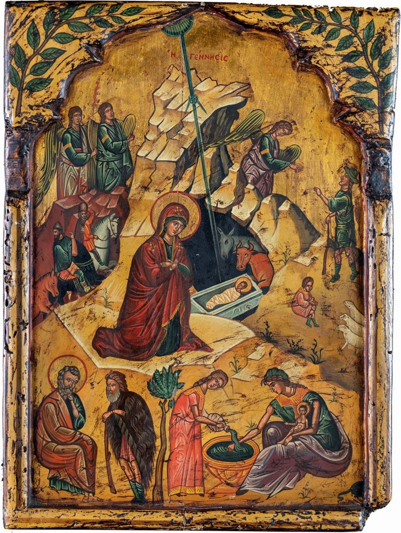 Icona Greca Raffigurante Natività, XIX Secolo