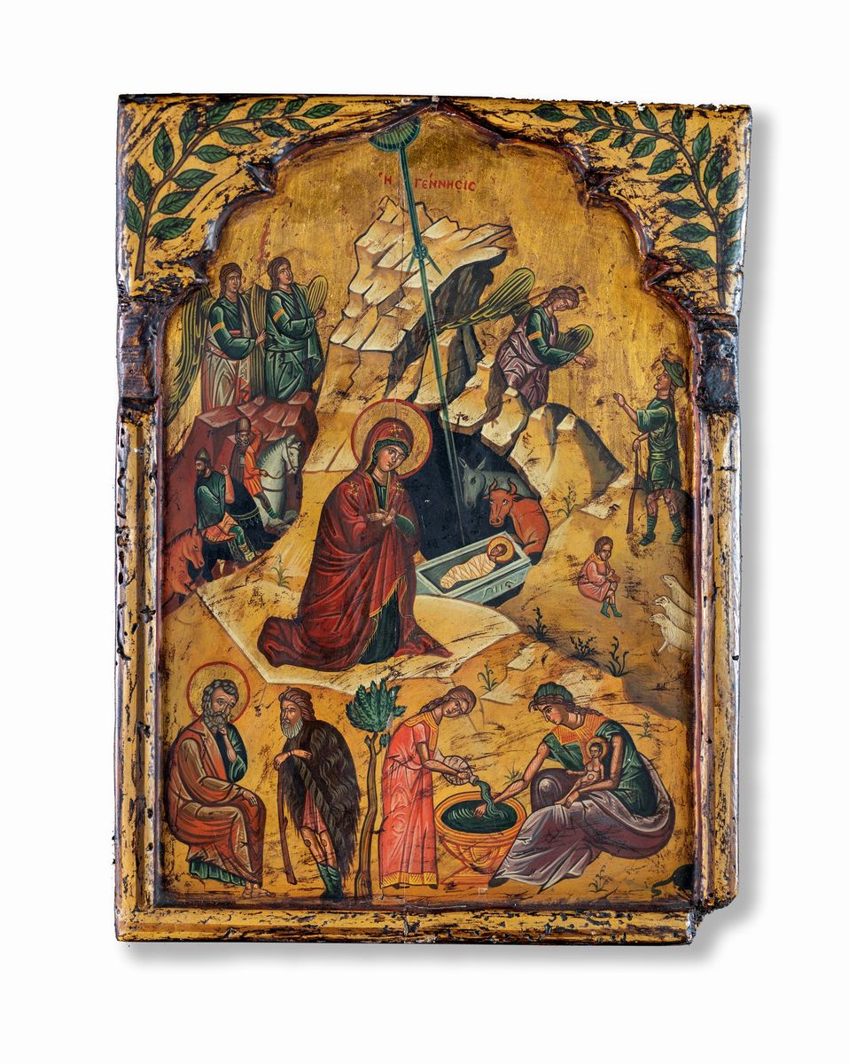 Icona Greca Raffigurante Natività, XIX Secolo