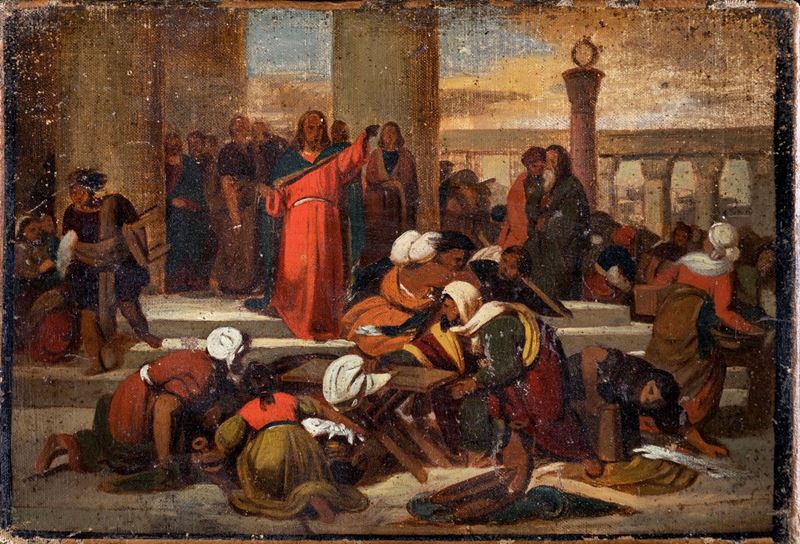 Scuola Francese Fine XVIII/inizio XIX Secolo - La Cacciata dei Mercanti dal Tempio