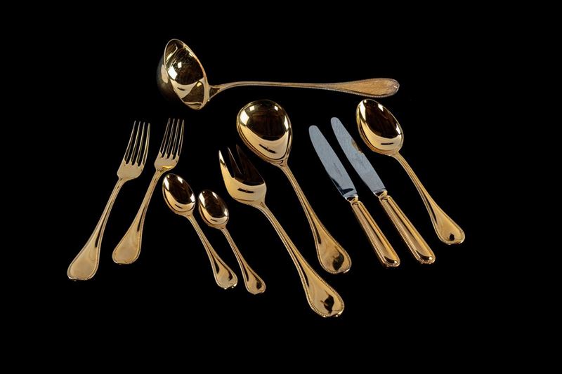 Servizio di Posate Placcate in Vermeil, Franzosisch Perl 150, Robbe & Berking, Germania