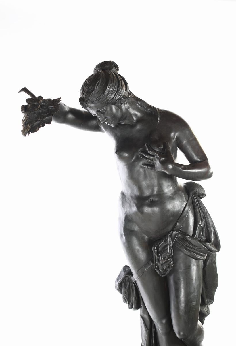 Grande Scultura in Rame Raffigurante Ninfa, Francia Periodo Art Nouveau