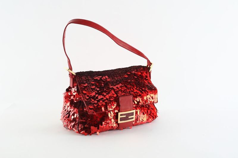 Fendi - Baguette con Paillettes Rosse