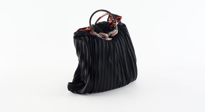 Valentino Garavani - Borsa in Seta Nera Plissé
