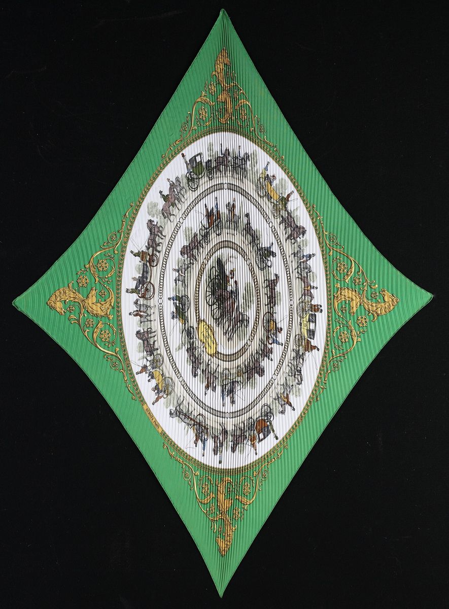 Hermès - Foulard 100% Seta Plissé la Promenade De Longchamps, Philippe le Doux