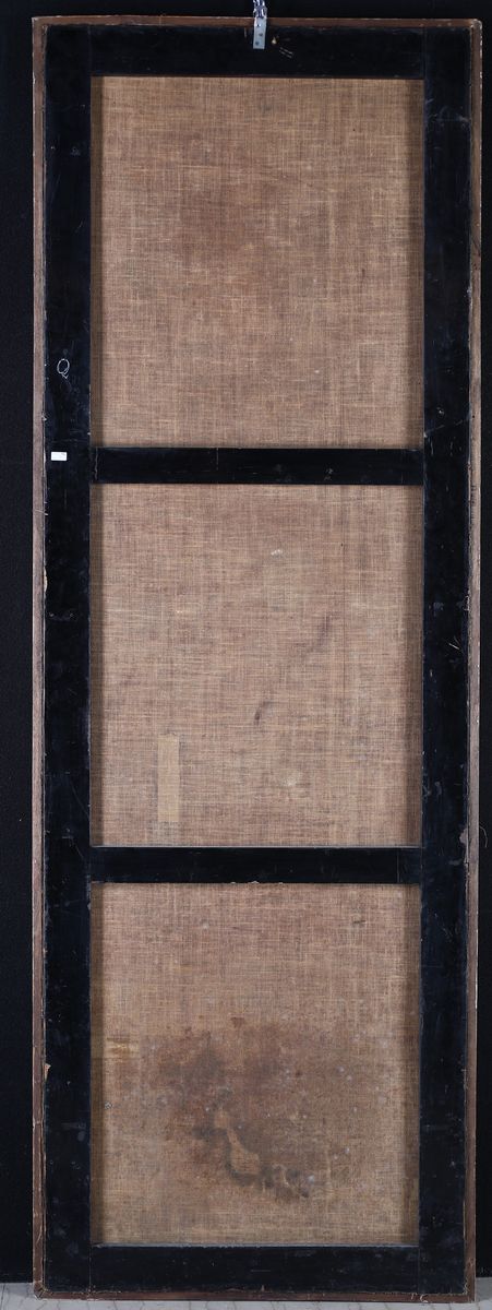 Pittore Napoletano del XVII Secolo - Natura Morta di Fiori con Vaso Classico e Piedistallo Scolpi...