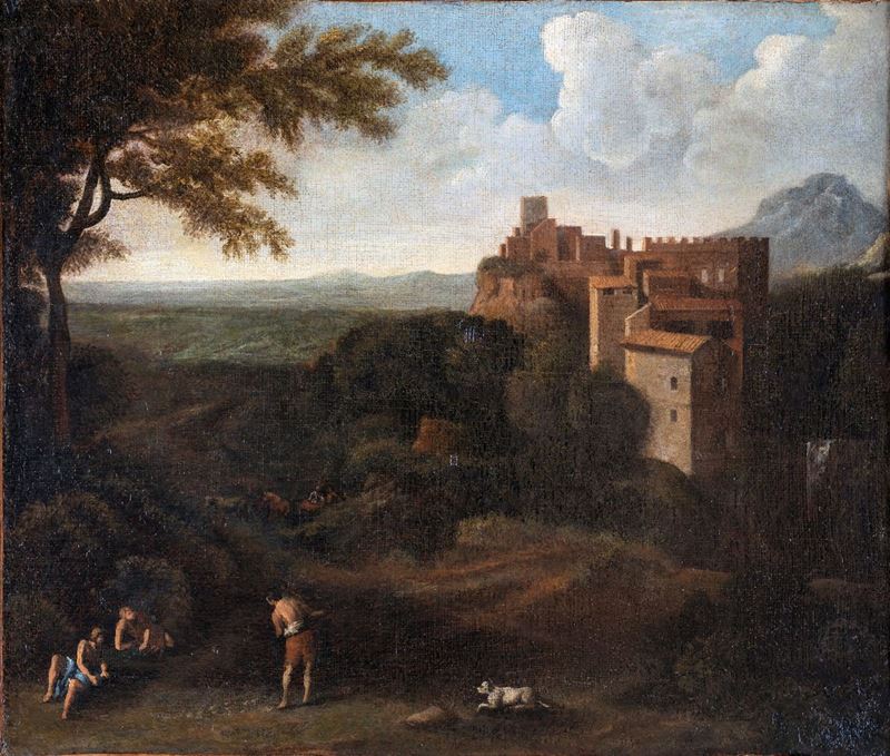 Gaspard Dughet - Paesaggio con Castello e Borgo
