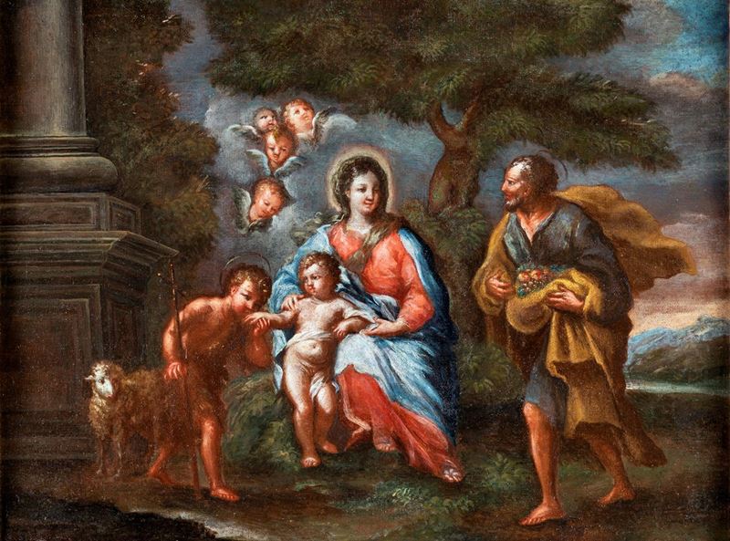 Pittore Romano del XVII Secolo - Riposo dalla Fuga in Egitto