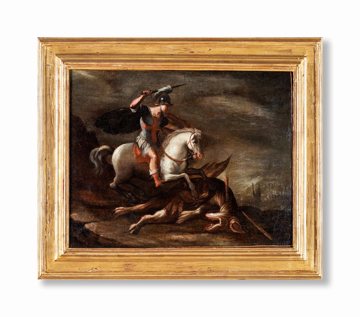 Pittore Romano del XVII Secolo - San Giorgio e il Drago
