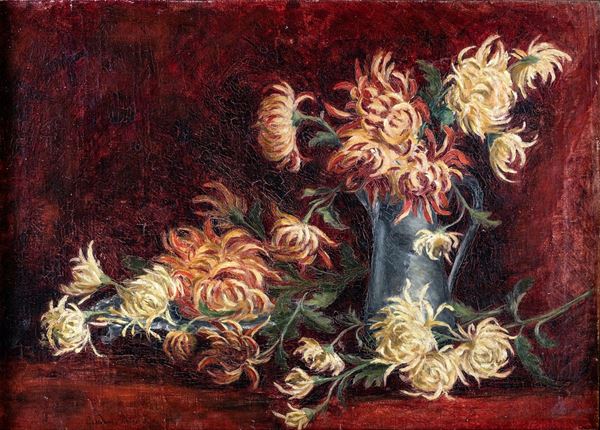 Pietro Gaudenzi - Natura morta con vaso di dalie