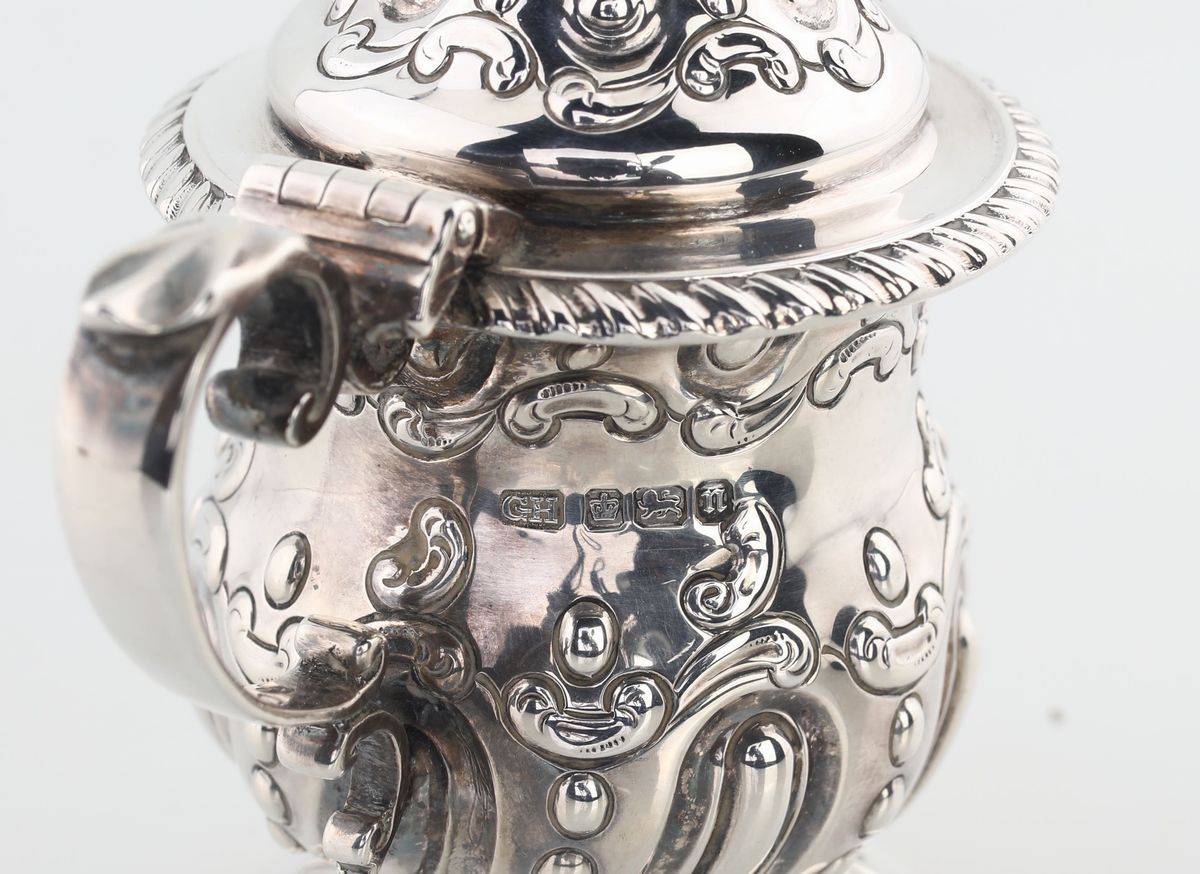 Mostardiera in Argento 925/1000 con Cucchiaio, Sheffield 1905