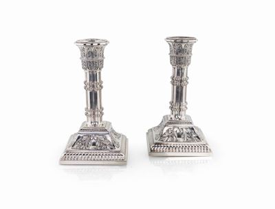 Coppia di Candelieri in Argento 835/1000, Nord Europa (olanda?), Fine XIX/inizio XX Secolo